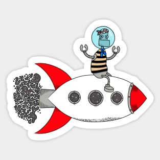 Robot Pirate in Space Sticker